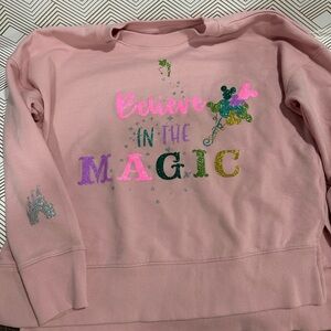 Time and Tru Pink Sweatshirt with Colorful 'Believe in the Magic' Design
